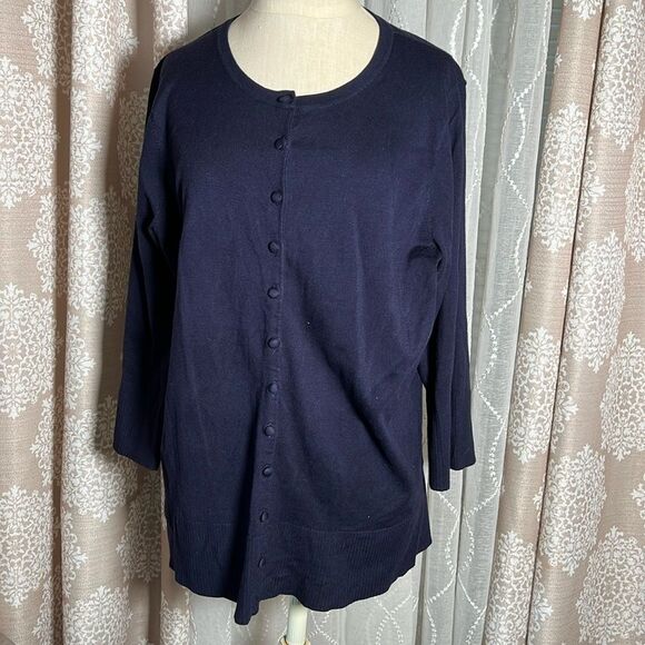 Premise Studio Woman cardigan in Navy w/ 3/4 sleeve  size 1x - Picture 1 of 8